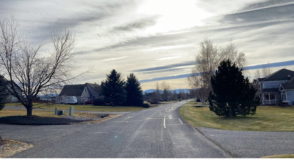 a residential street within the subdivision