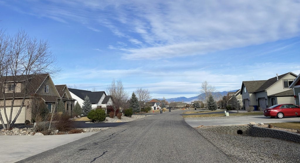 a residential street within the subdivision
