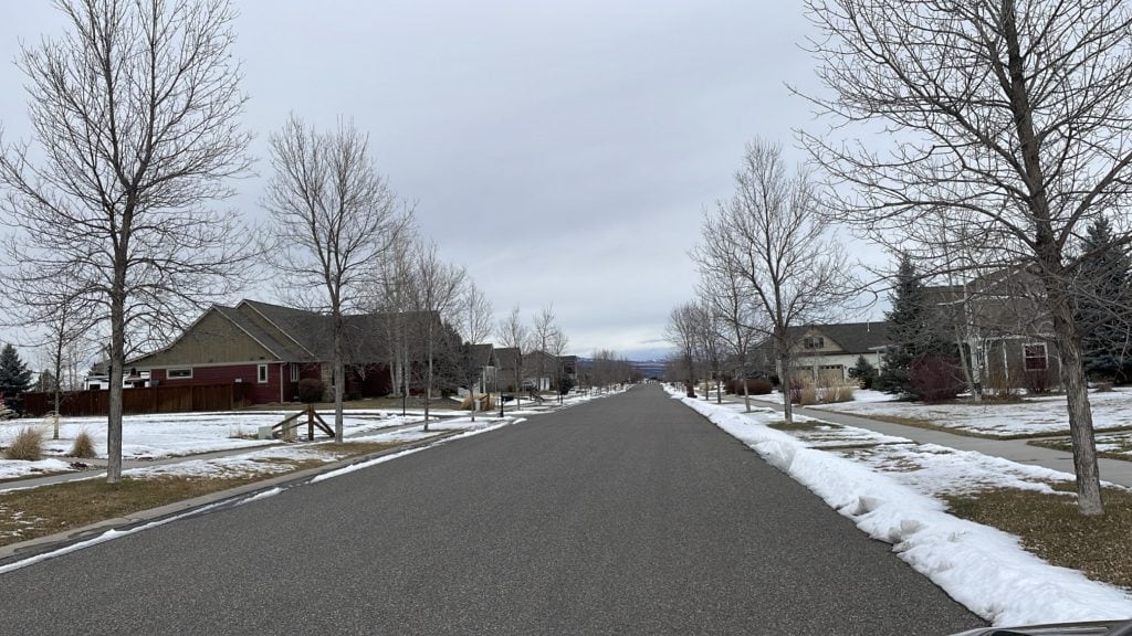 a residential street within the subdivision