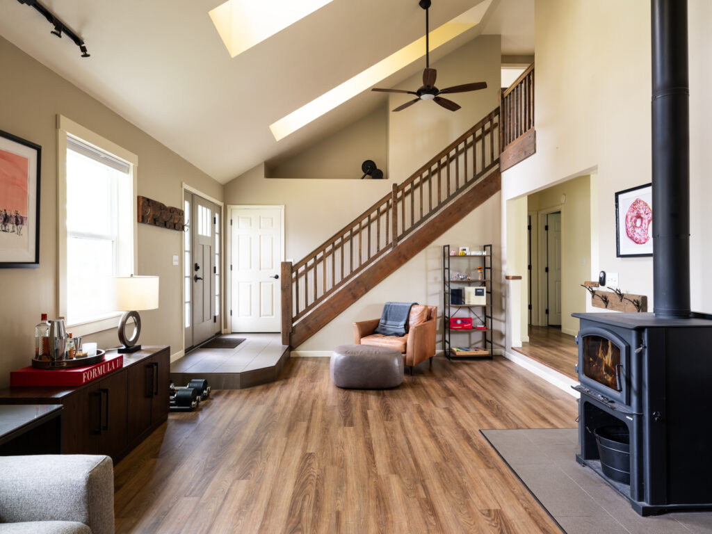 507 Flathead, living room with stairs leading to 2nd level