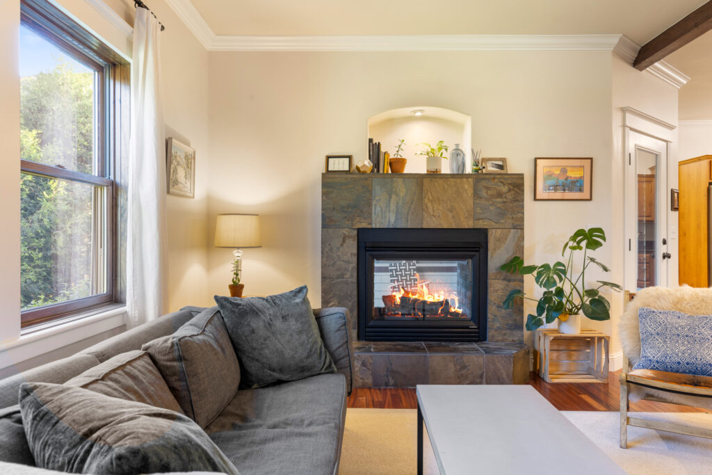 243 N Ferguson, living room, fireplace