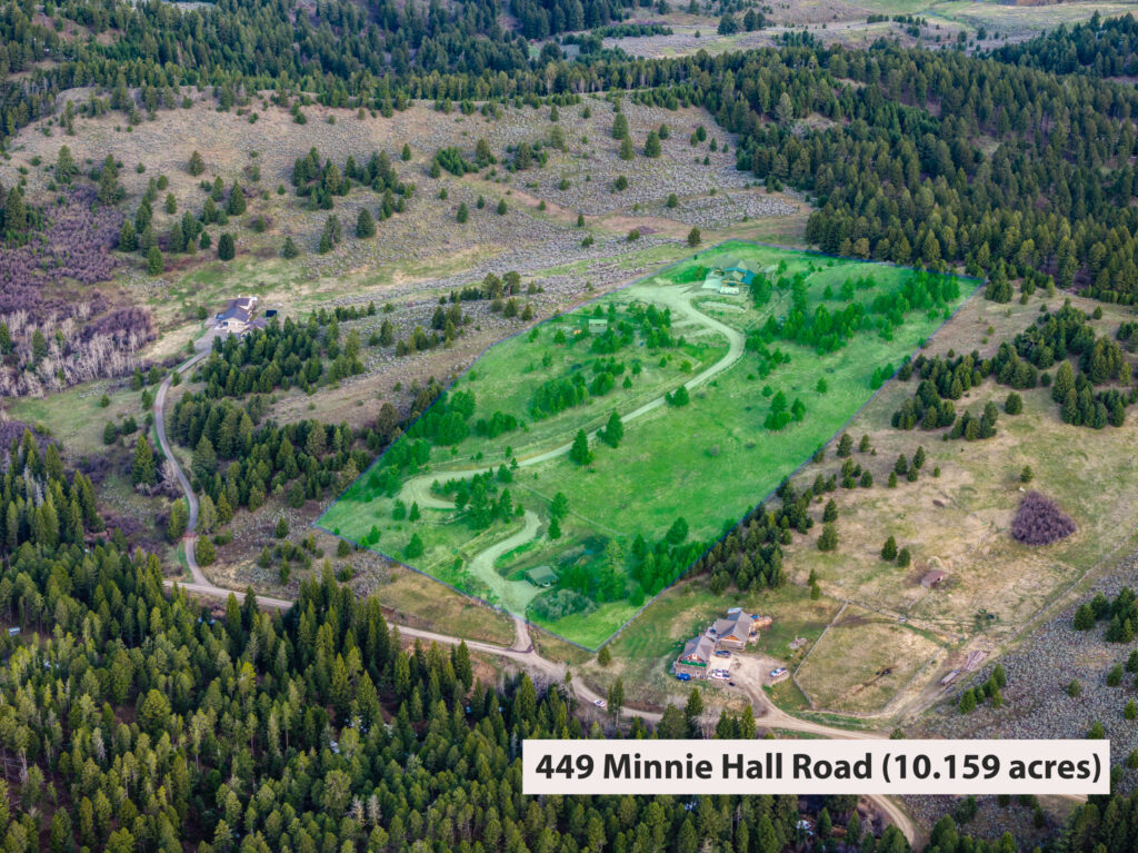 449 Minni Hall, aerial with property boundaries