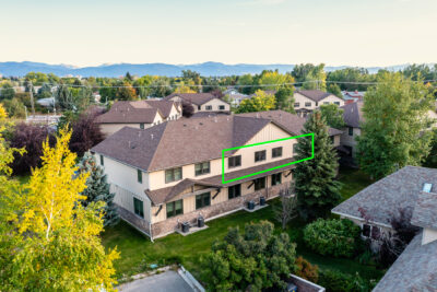 2115 Durston Rd, Unit 11, back of unit with green box outlining unit's windows