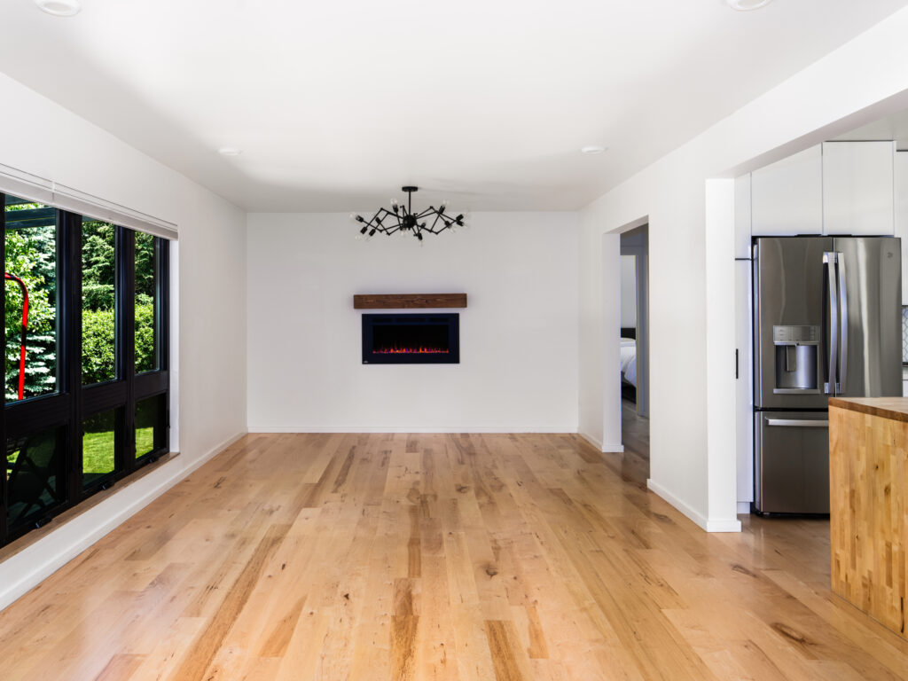 1206 N Cedarview, living room with fireplace