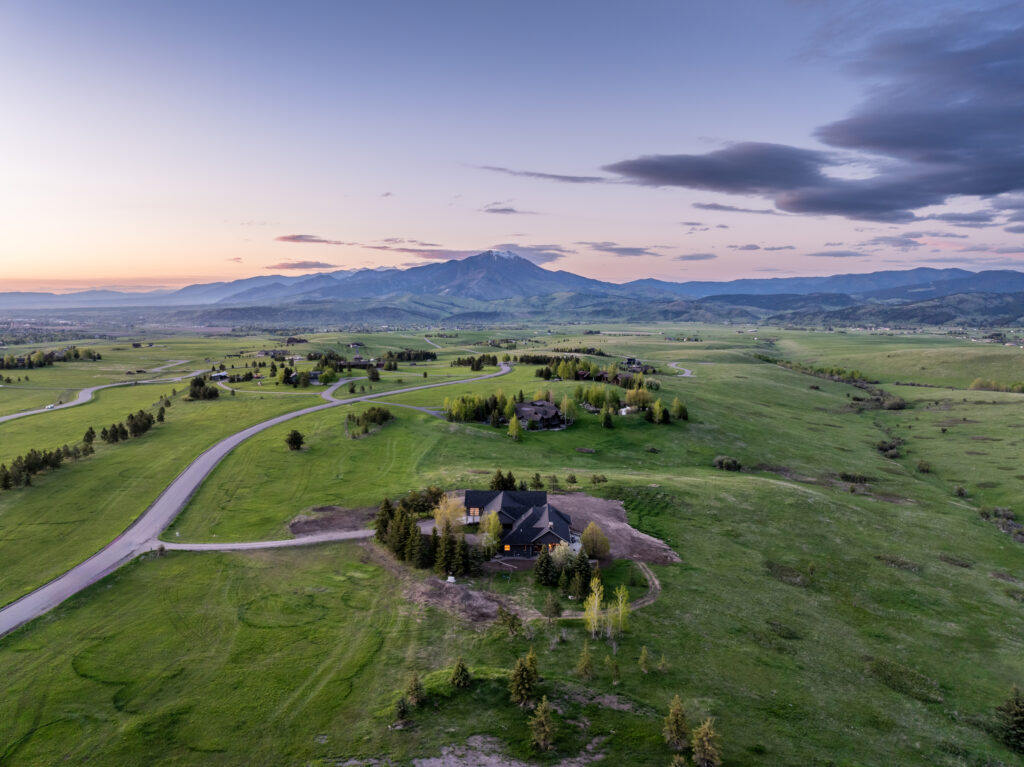 370 Star Ridge, aerial twilight mountains