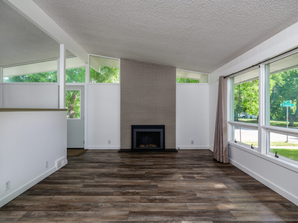 701 S 14th, living room with fireplace