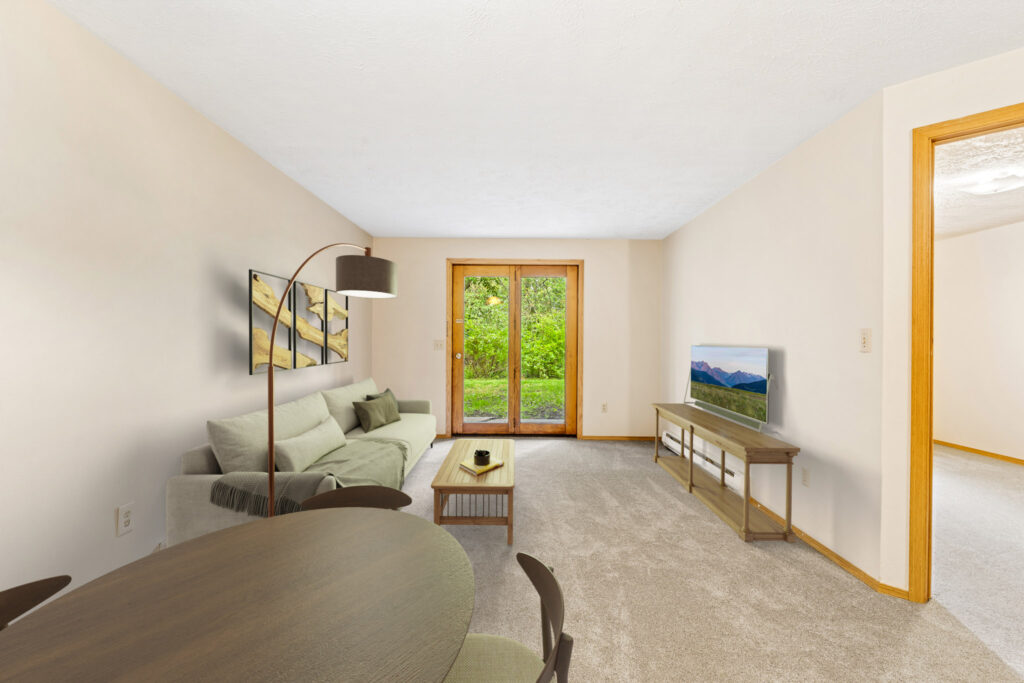 719 S Church #10, staged living room facing sliding window