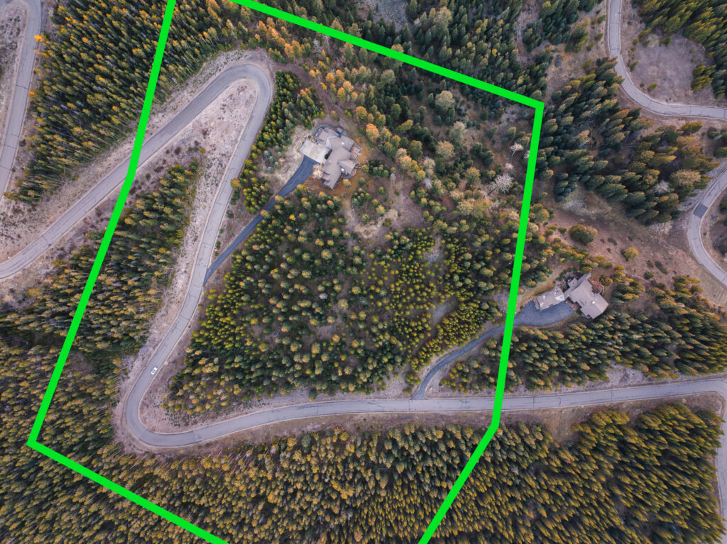 1055 Skywood Rd, aerial with lot lines