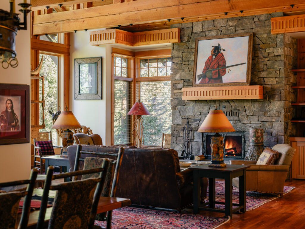 1055 Skywood Rd, living room with windows and fireplace