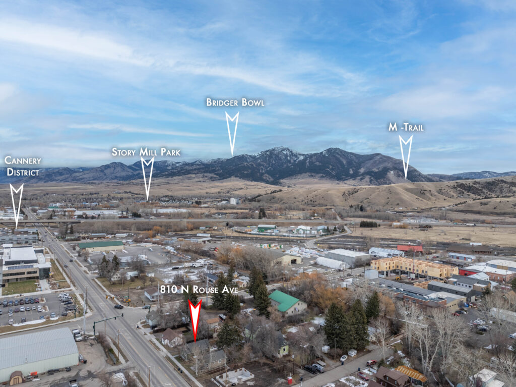810 N Rouse - aerials with Bridger mountains and arrows
