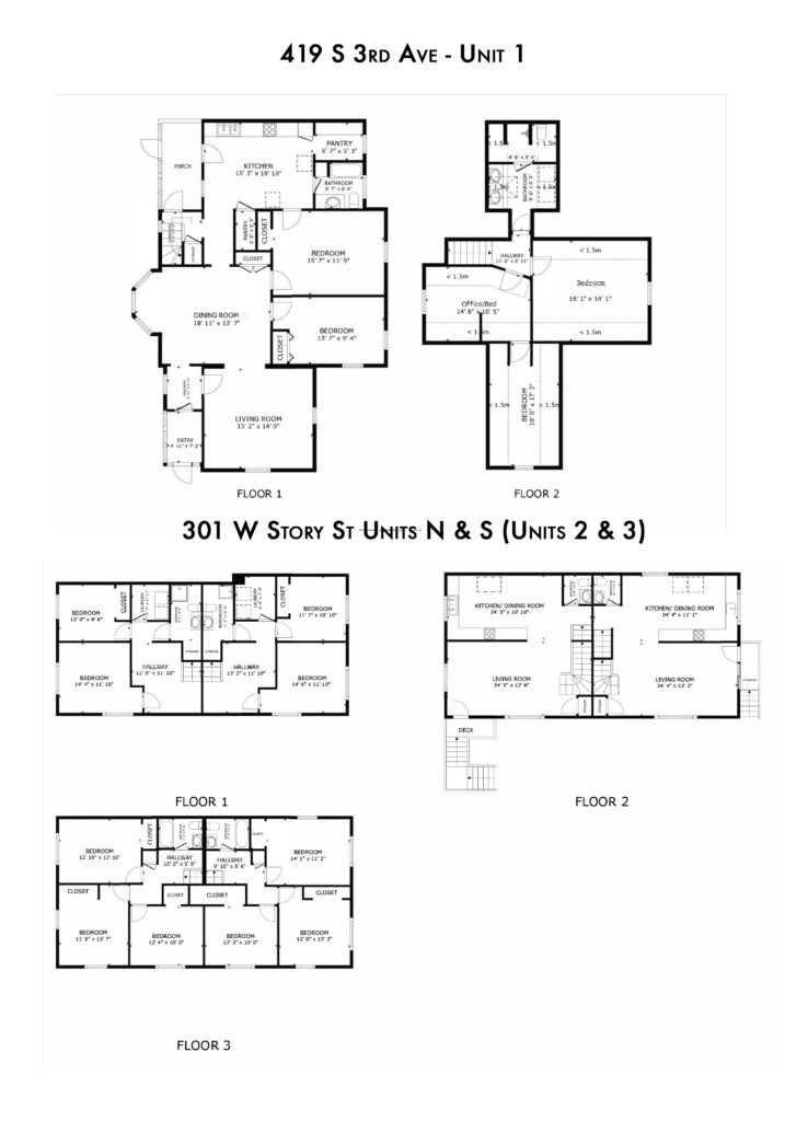 419 S 3rd Ave/301 W Story - Floorplan of all units