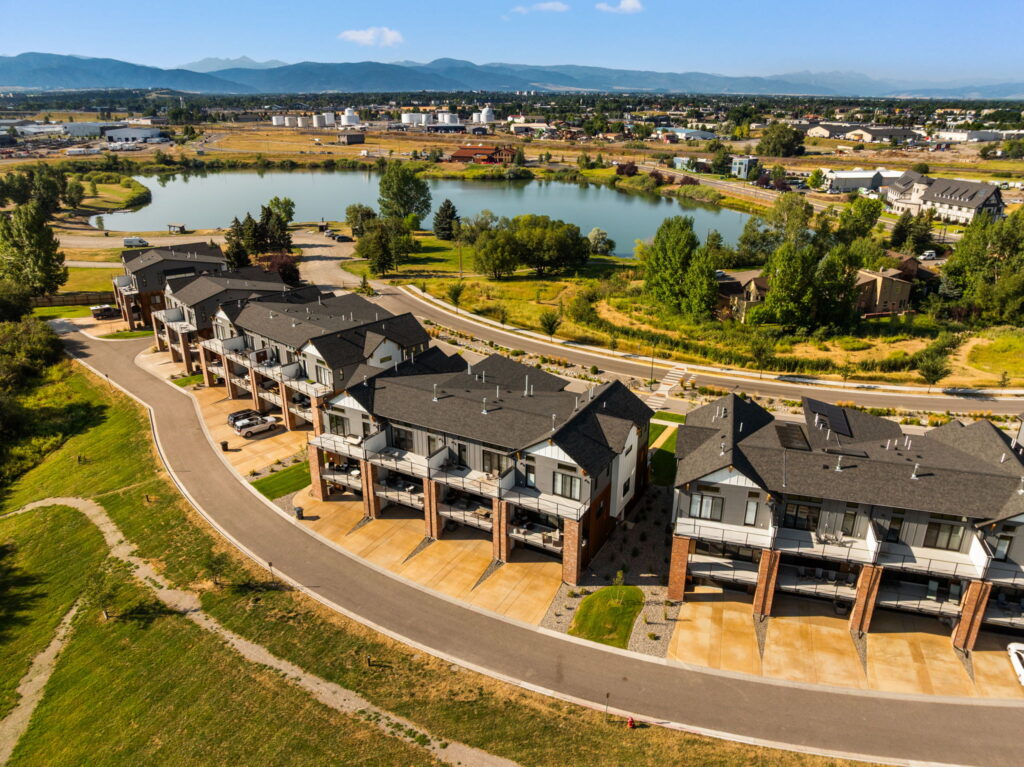 211 Bridger Vale - aerial with pond